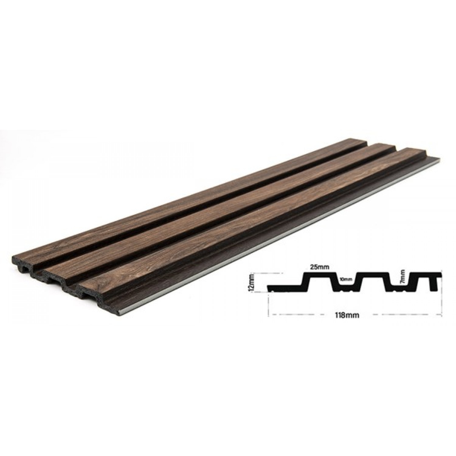 Panel 3D Πηχάκι Piano Walnut/D.Brown 12.2x290cm 5