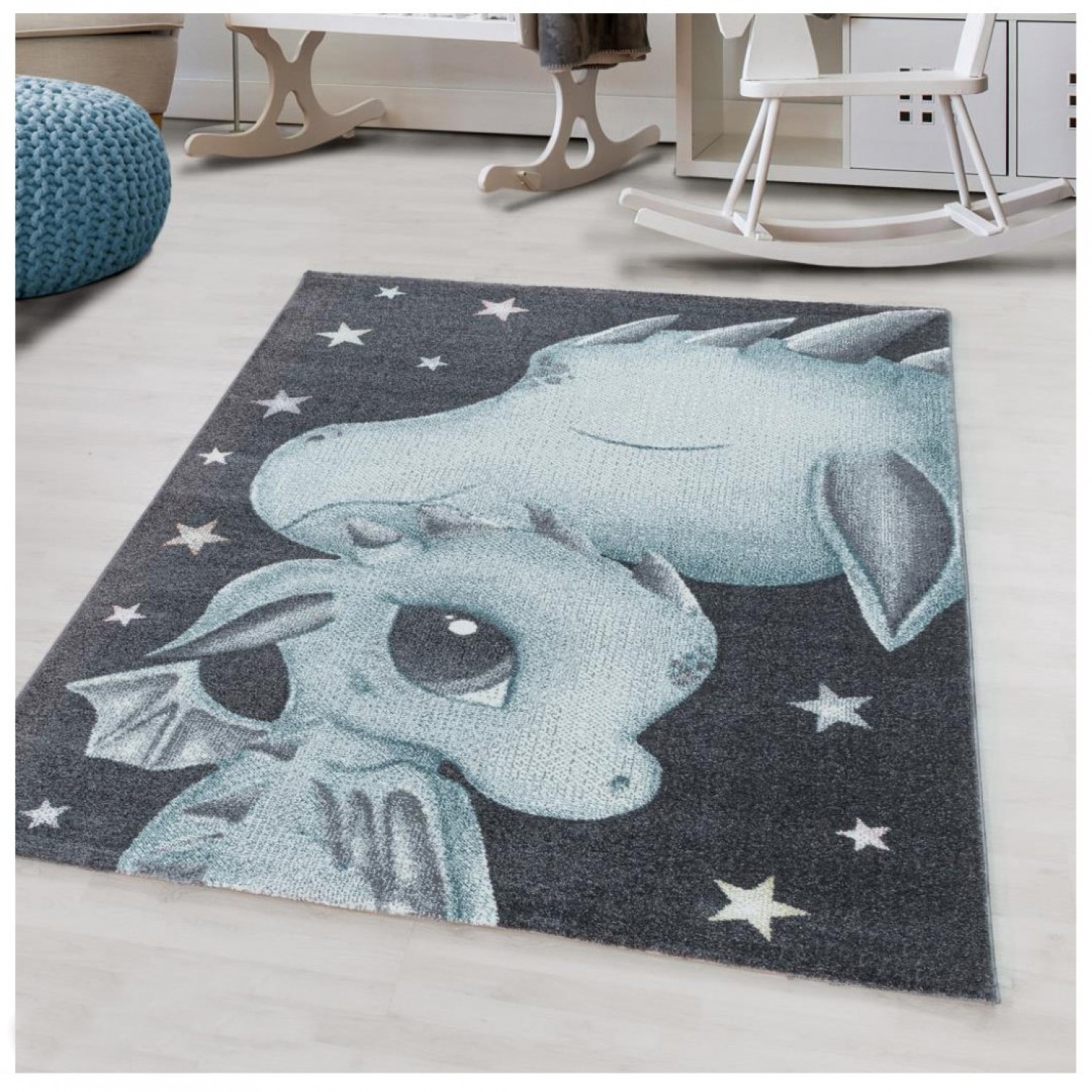 Παιδικό Χαλί Frieze Kids 2107A Blue - 080x150 cm 3