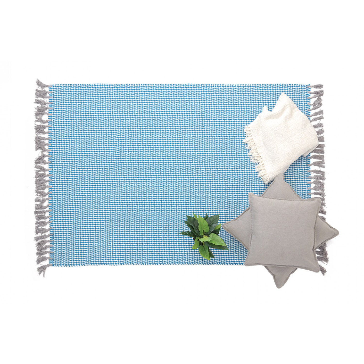 Χαλί Urban Cotton Kilim Δ - Houndstooth Caribbean Sea Royal Carpet - 130 x 190 cm 4