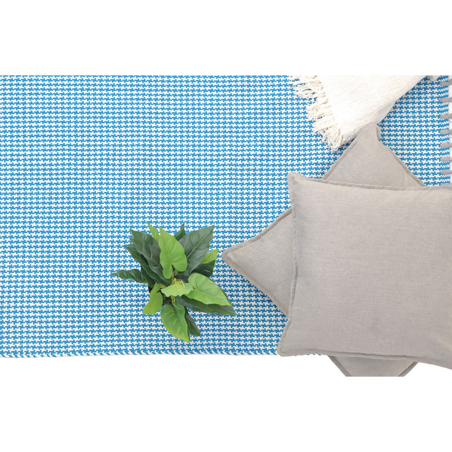 Χαλί Urban Cotton Kilim Δ - Houndstooth Caribbean Sea Royal Carpet - 130 x 190 cm 5