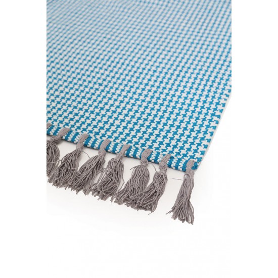 Χαλί Urban Cotton Kilim Δ - Houndstooth Caribbean Sea Royal Carpet - 130 x 190 cm 2