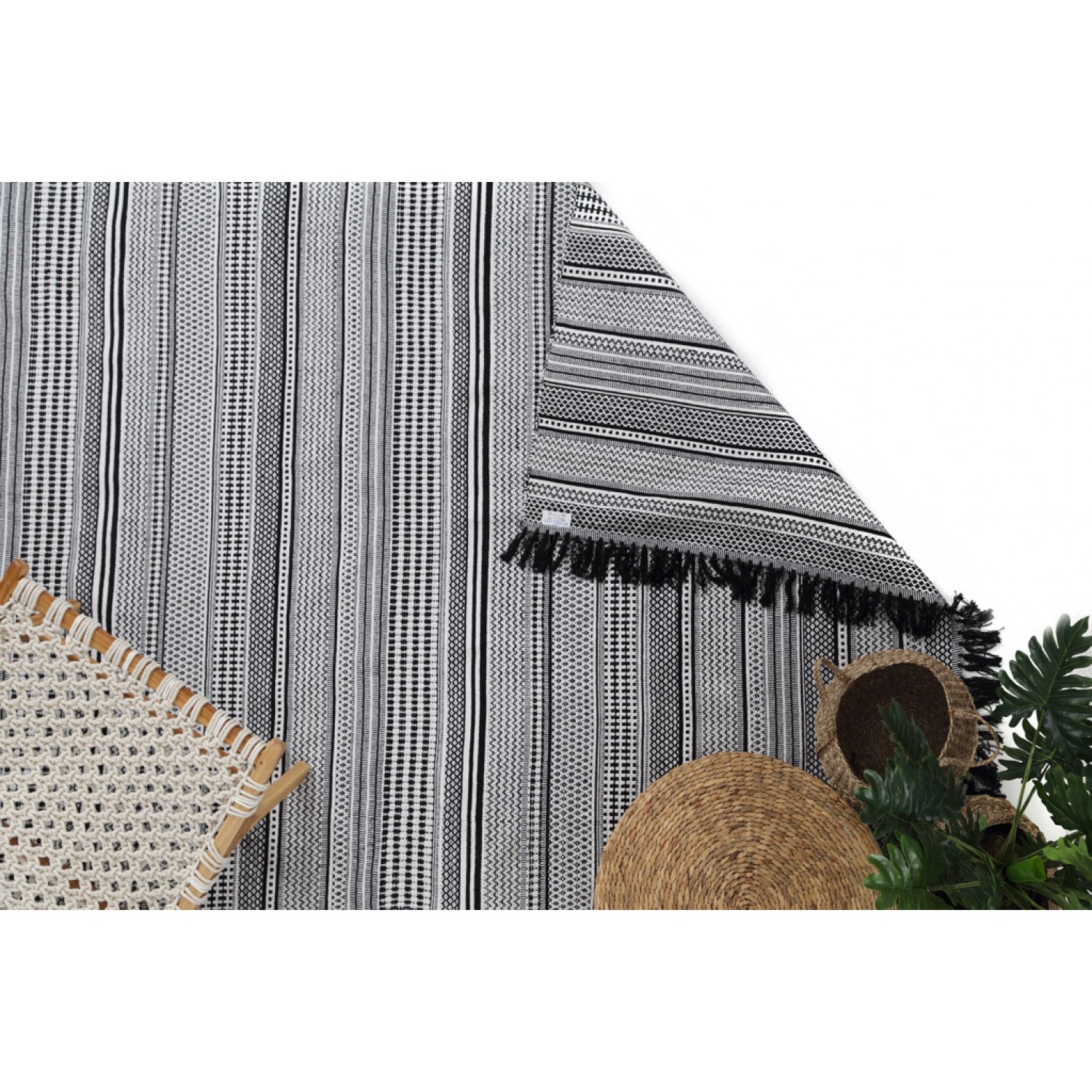 Χαλί Urban Cotton Kilim Samaira Black White Royal Carpet - 130 x 190 cm 6