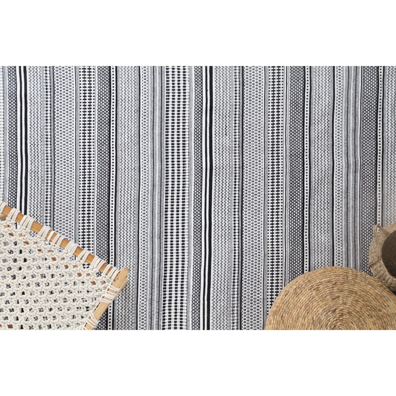 Χαλί Urban Cotton Kilim Samaira Black White Royal Carpet - 130 x 190 cm 8