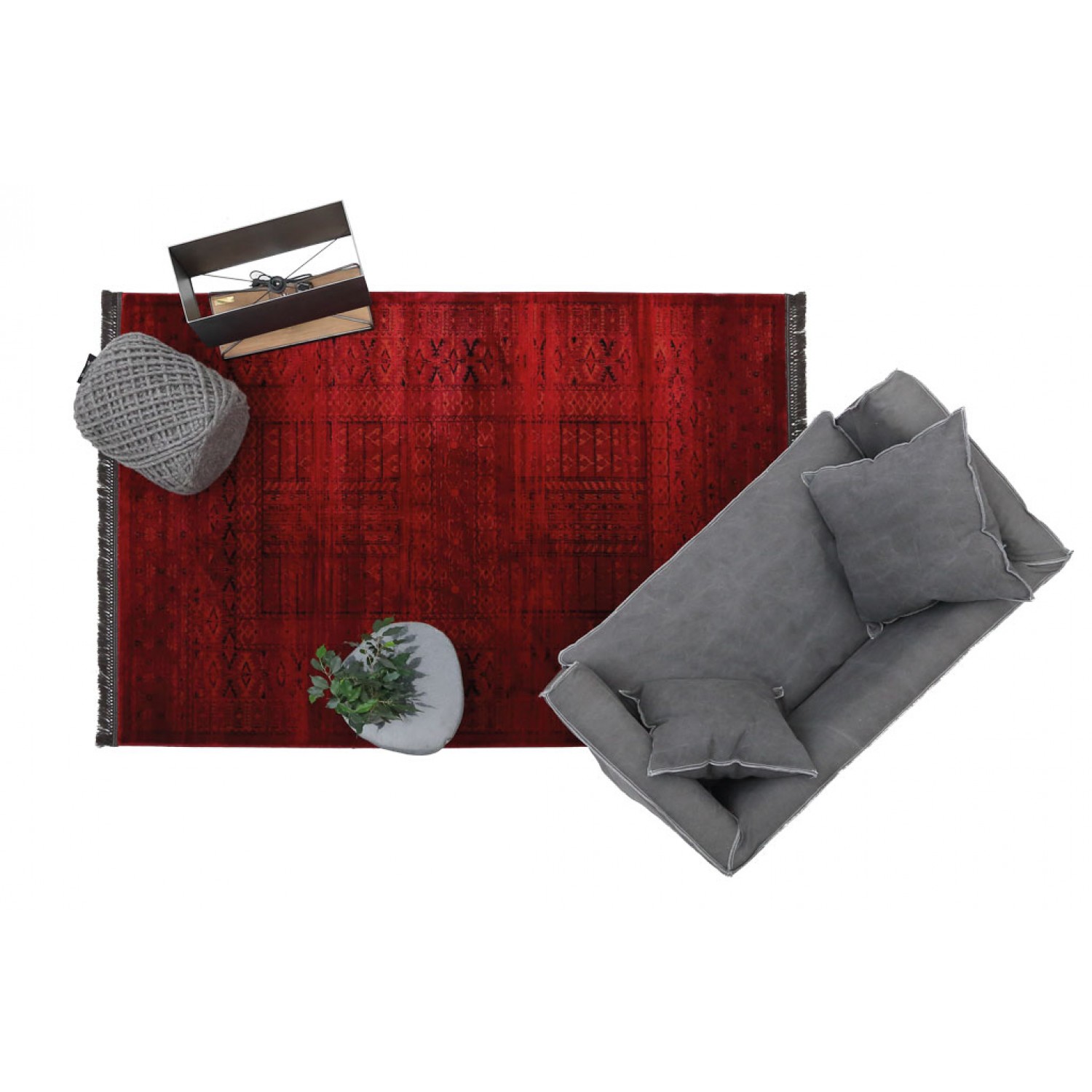 Χαλιά Κρεβατοκάμαρας (Σετ 3τμχ) Afgan 7504H D.RED Royal Carpet 4
